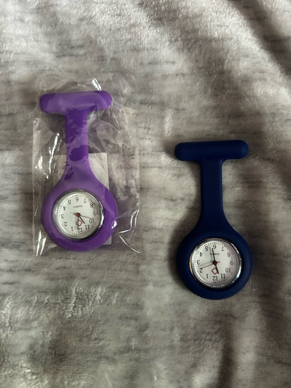 Silicone Clip-On Nurse Fob Watch - Purple and Navy